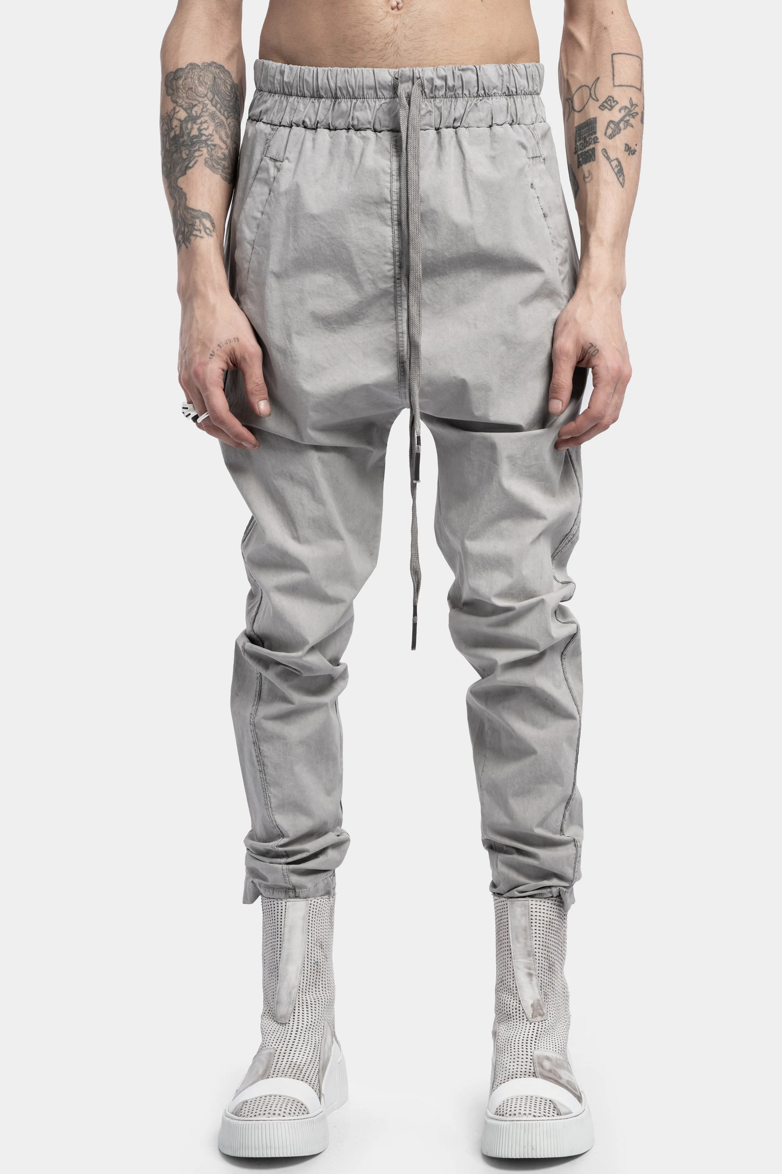 Drop crotch jogger pants, Light Grey