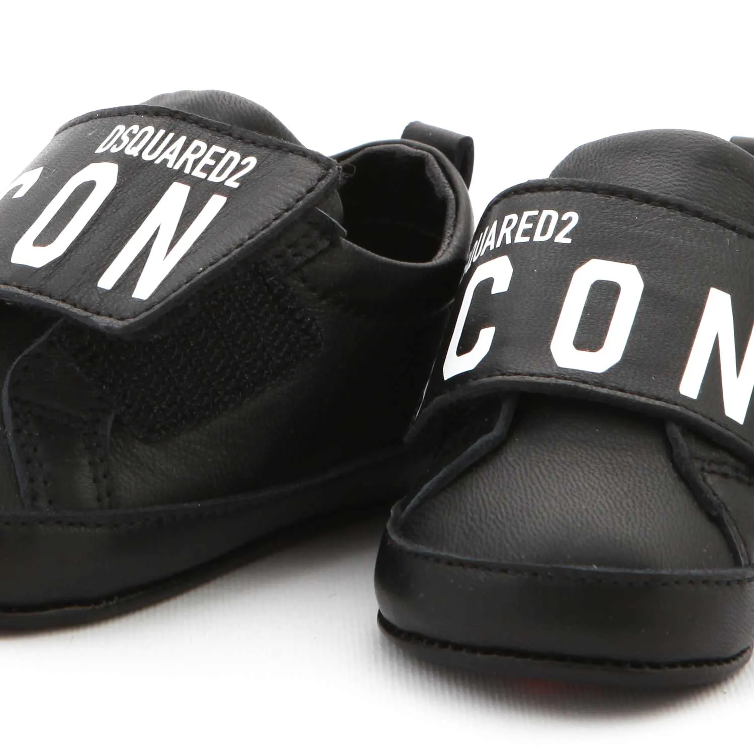 Dsquared2 Unisex Icon Mini Sneaker In Black Leather For Babies