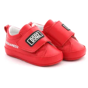 Dsquared2 Unisex Mini Sneaker In Red Leather For Baby