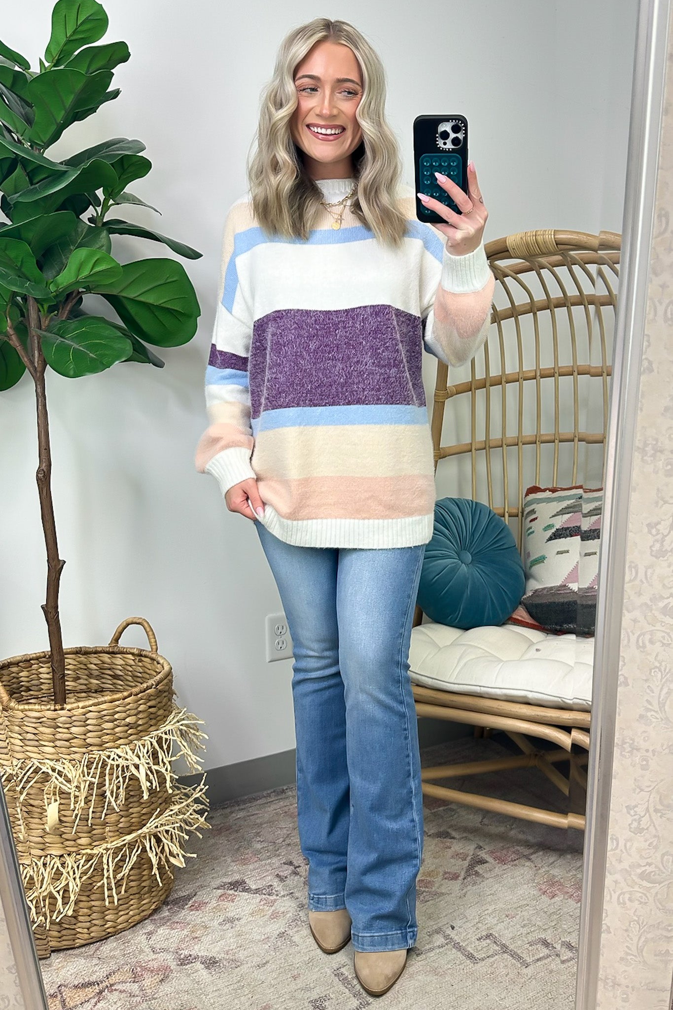 Ellodie Striped Soft Knit Sweater - Clearance