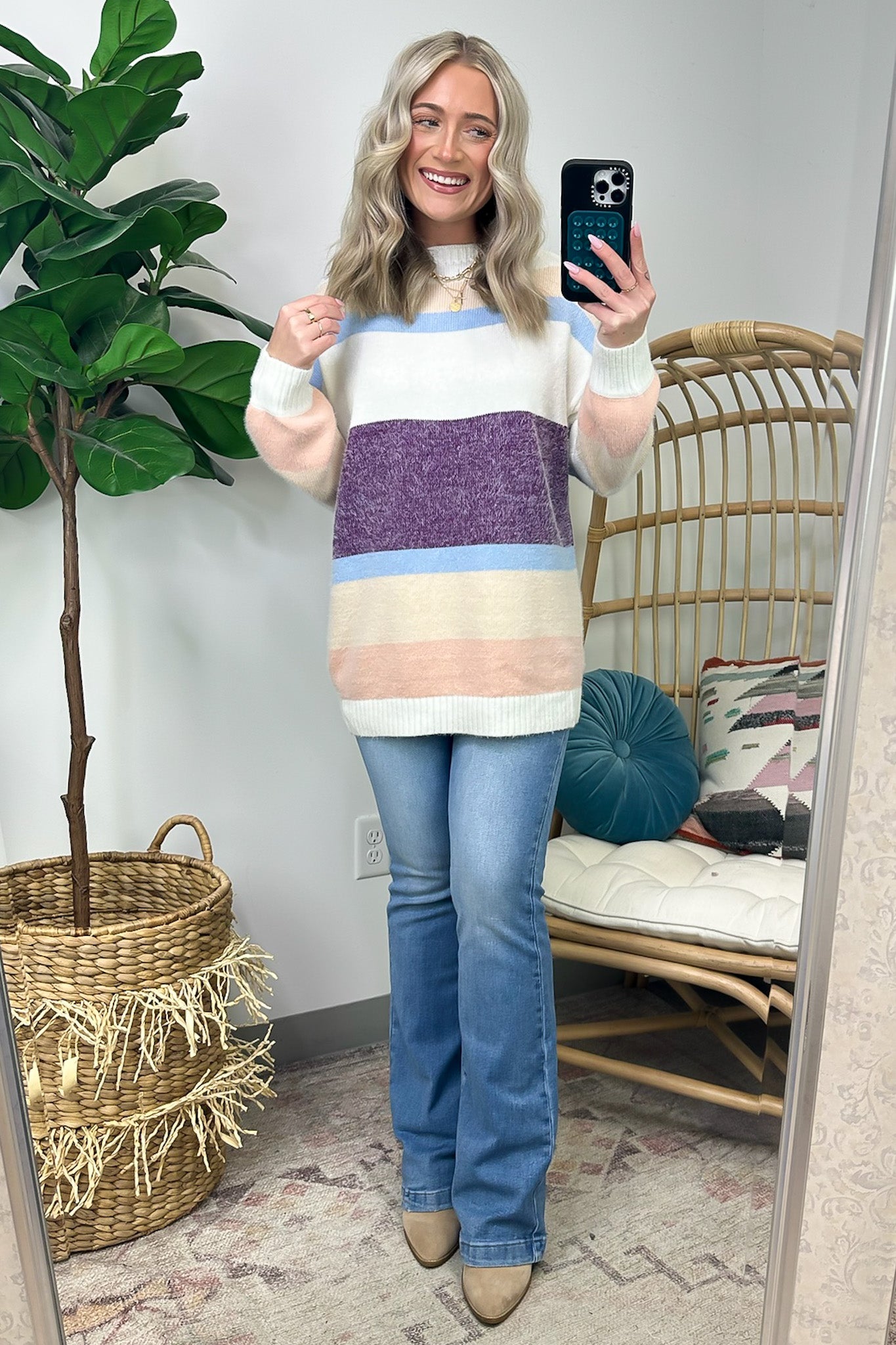 Ellodie Striped Soft Knit Sweater - Clearance