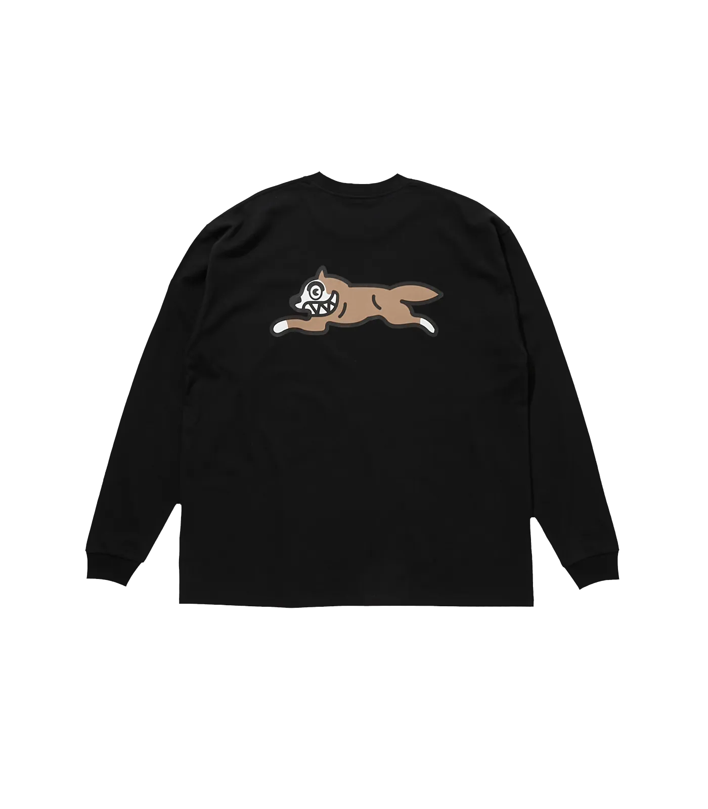 embroidered long sleeve black running dog t-shirt