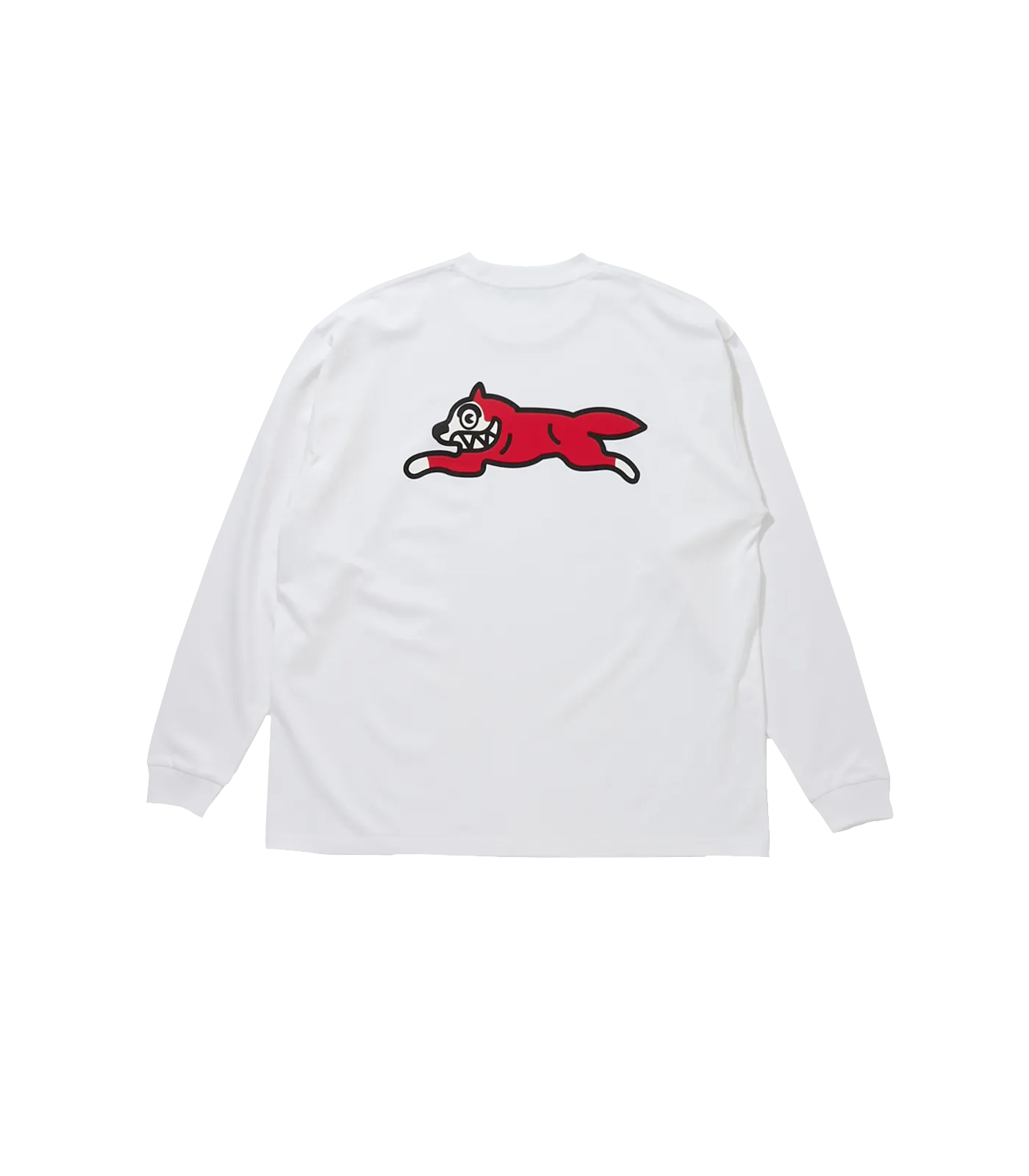 Embroidered Running Dog Long Sleeve T-Shirt - White