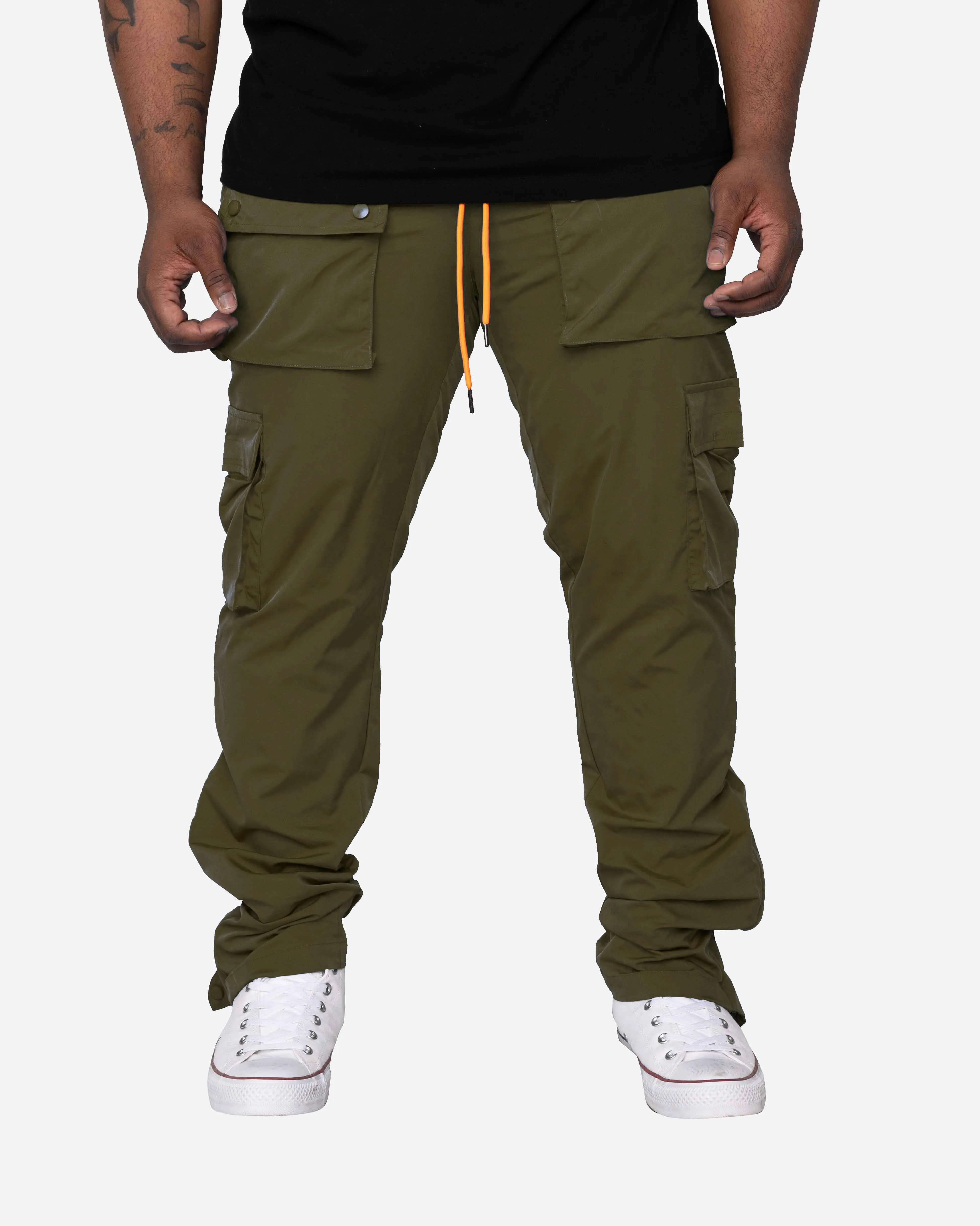 EPTM Olive Snap Cargo Pants for Big and Tall Individuals