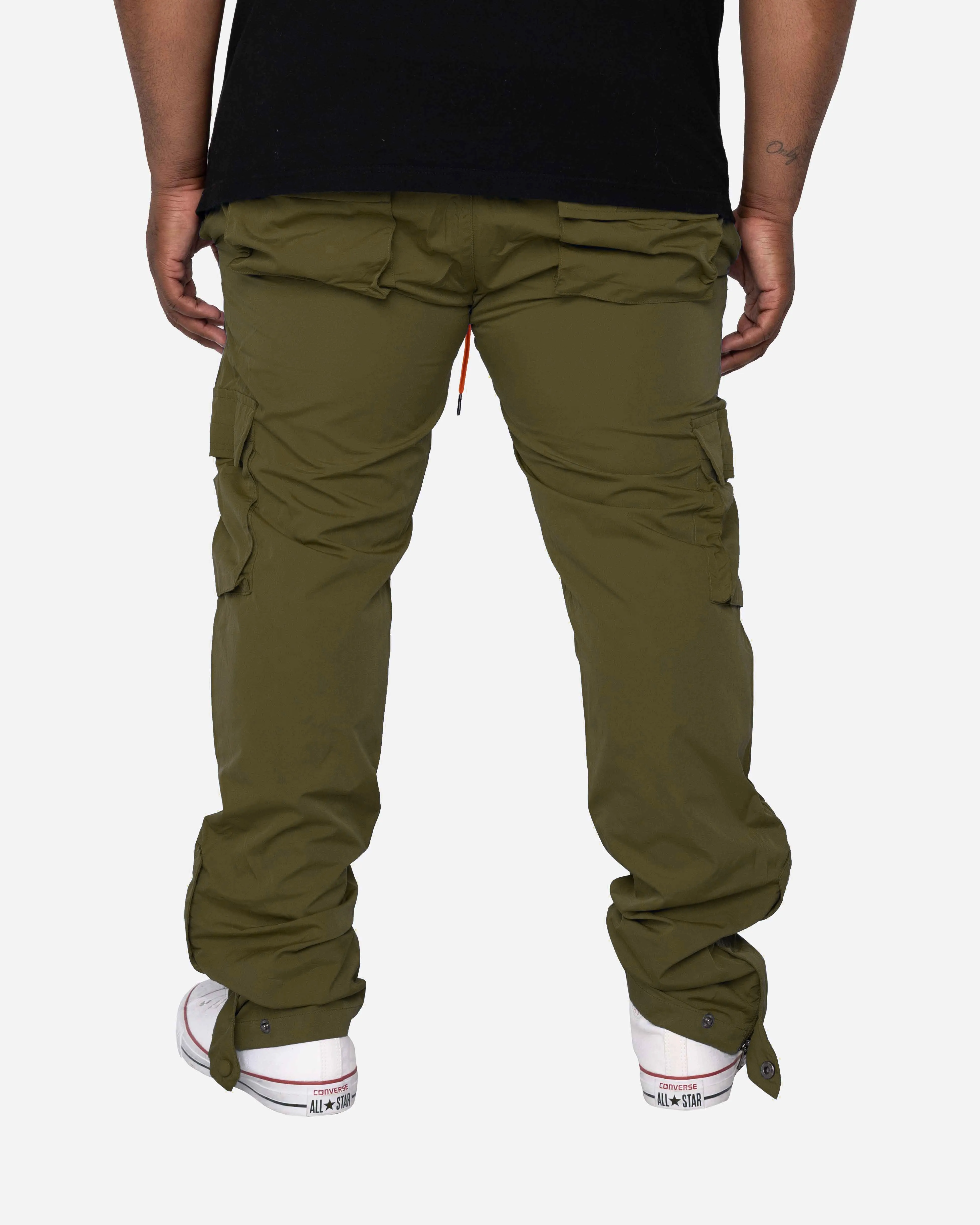 EPTM Olive Snap Cargo Pants for Big and Tall Individuals