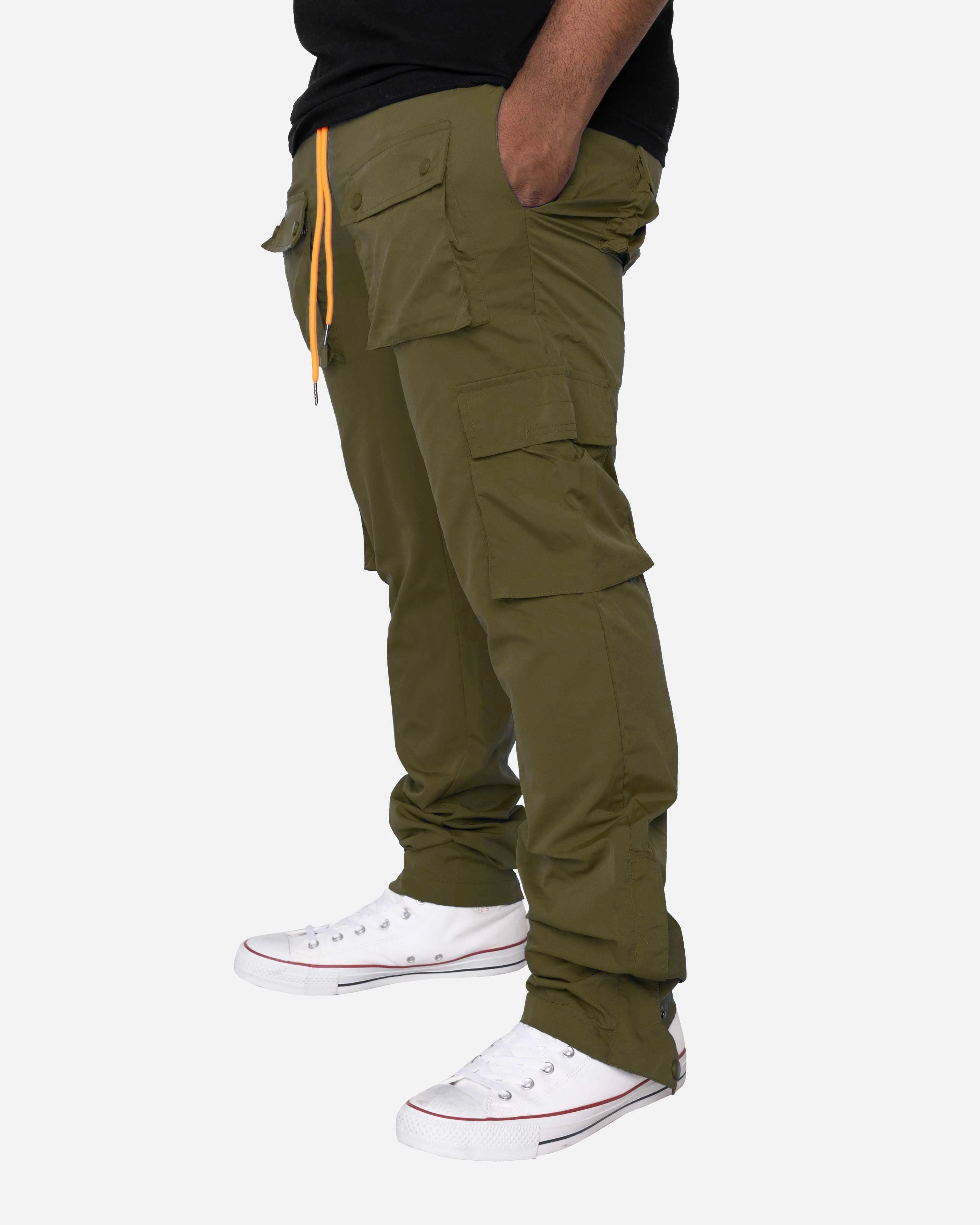 EPTM Olive Snap Cargo Pants for Big and Tall Individuals