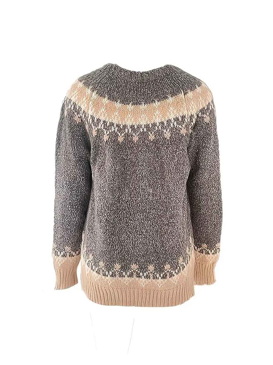 Fair Isle Sweater Women Crew Neck Winter