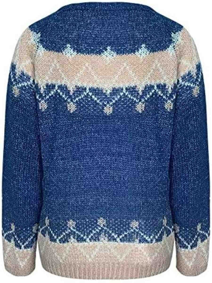 Fair Isle Sweater Women Crew Neck Winter