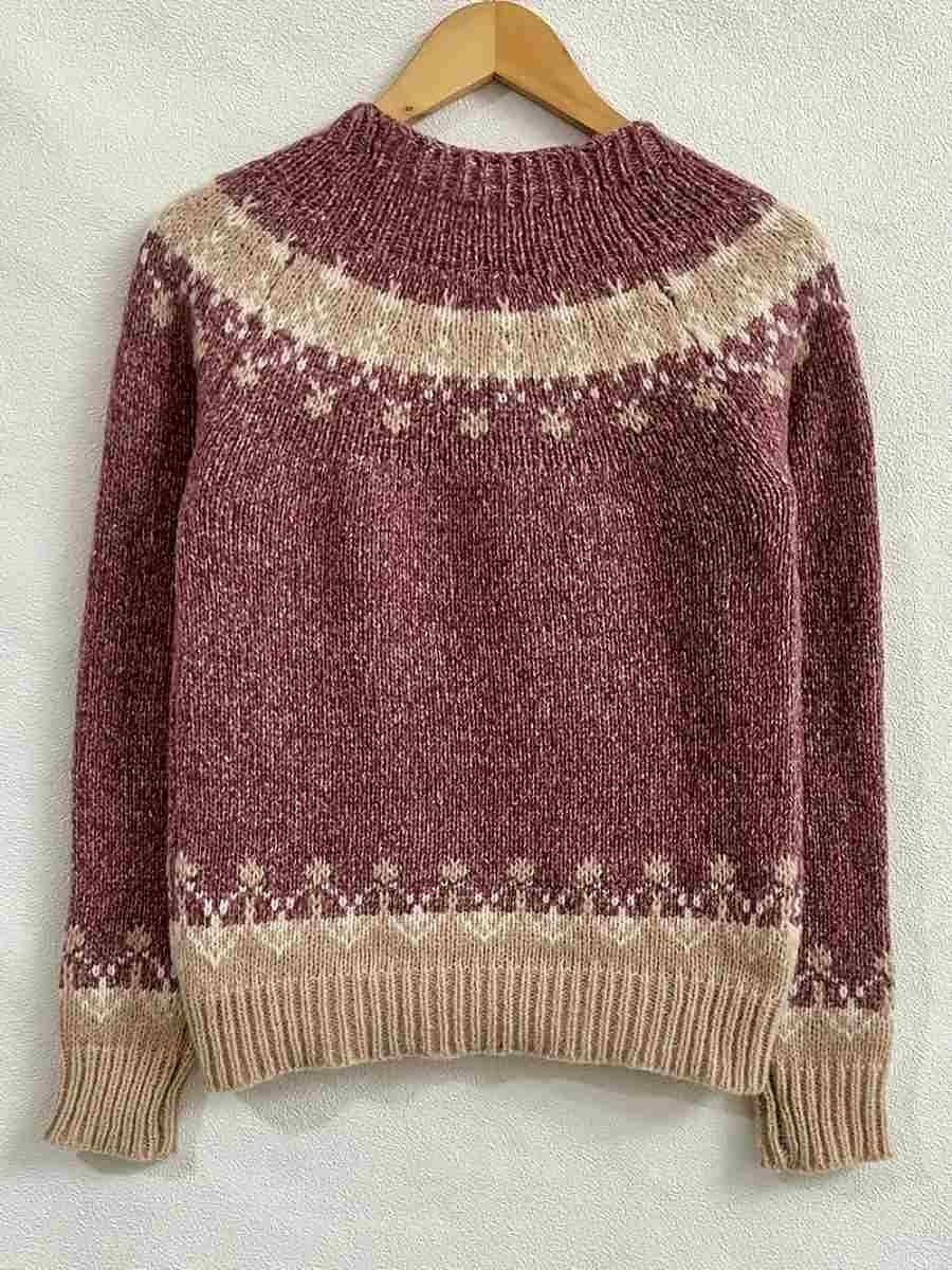 Fair Isle Sweater Women Crew Neck Winter