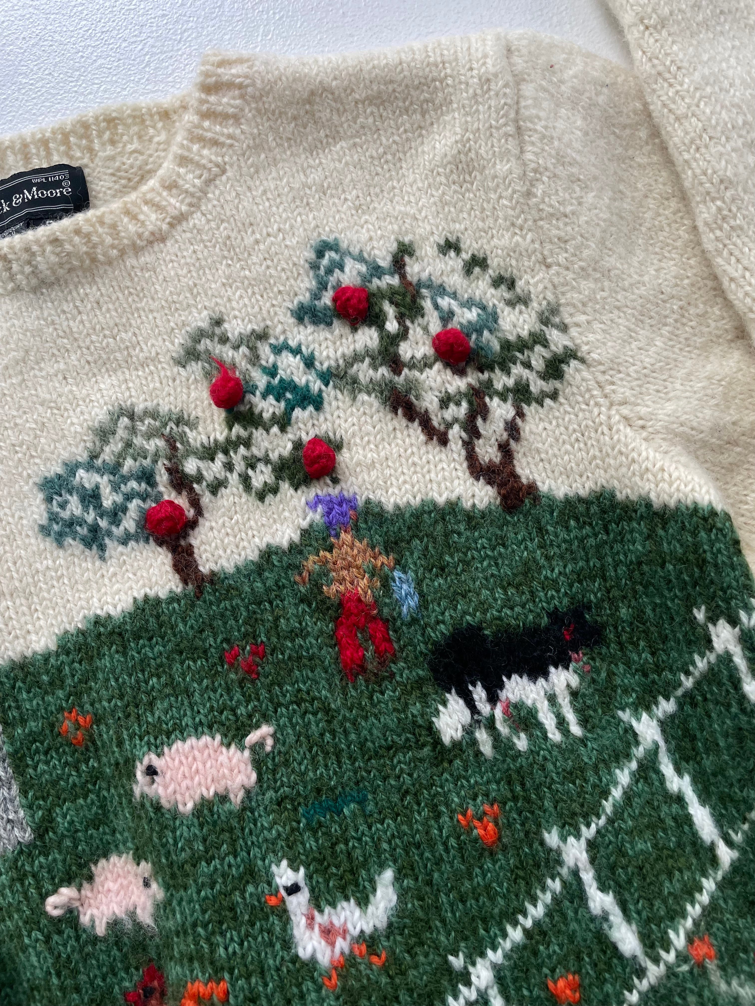 Farm Scene Wool Sweater