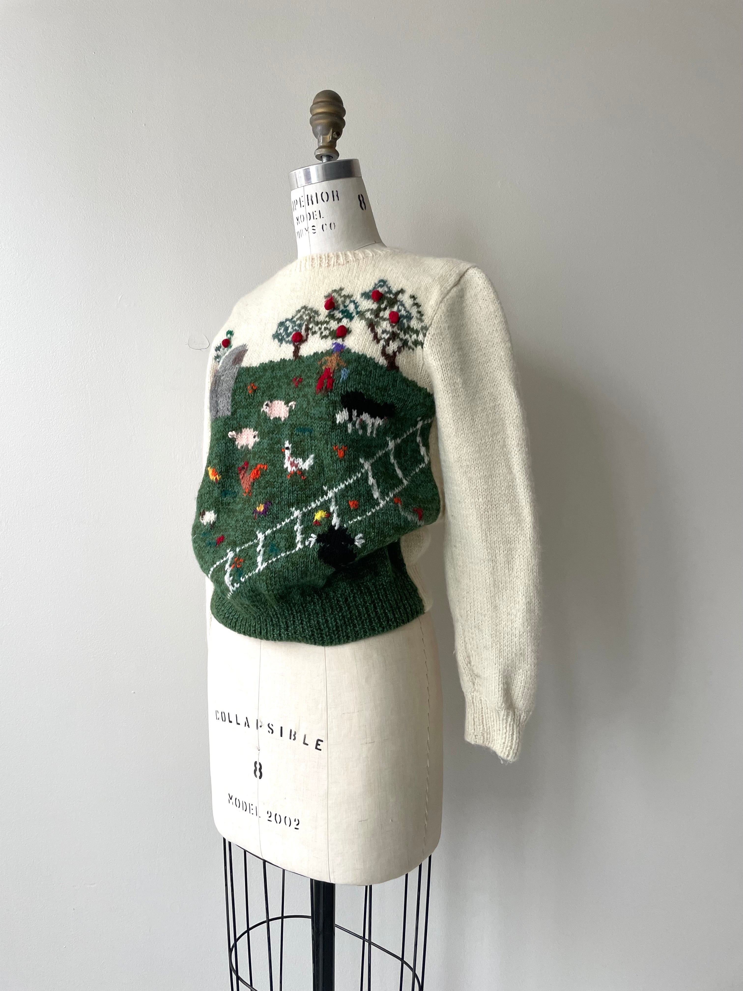 Farm Scene Wool Sweater