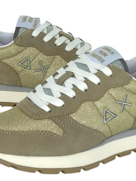 glitter textile sneakers, ally Z33203, oro