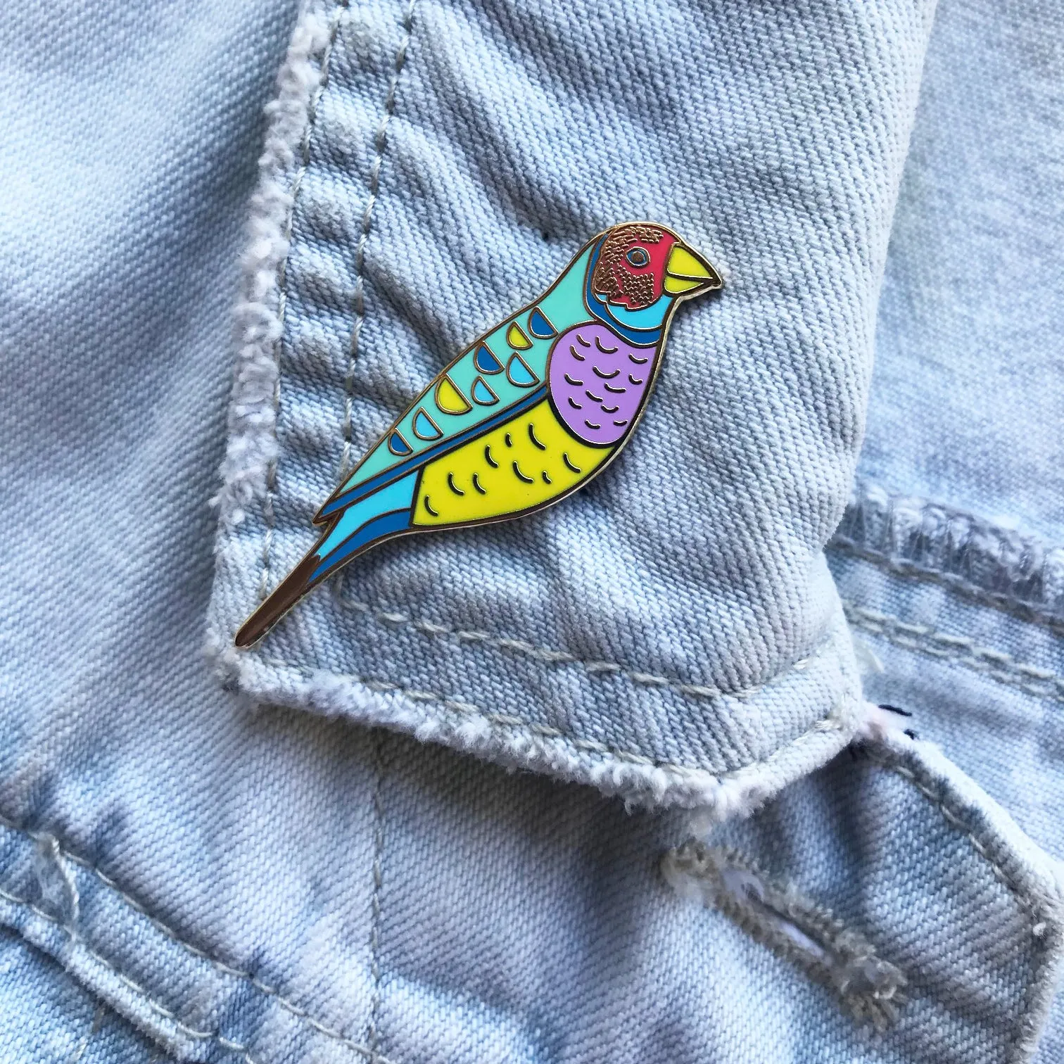 Gouldian Finch Enamel Pin for Sale