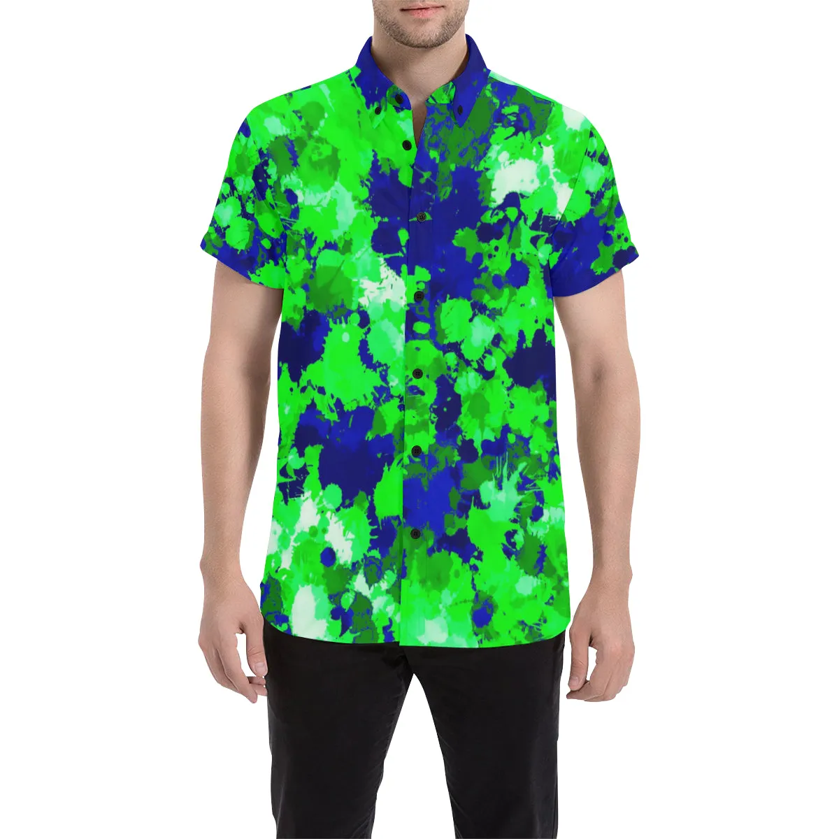 Green Blue Paint Splatter Shirt