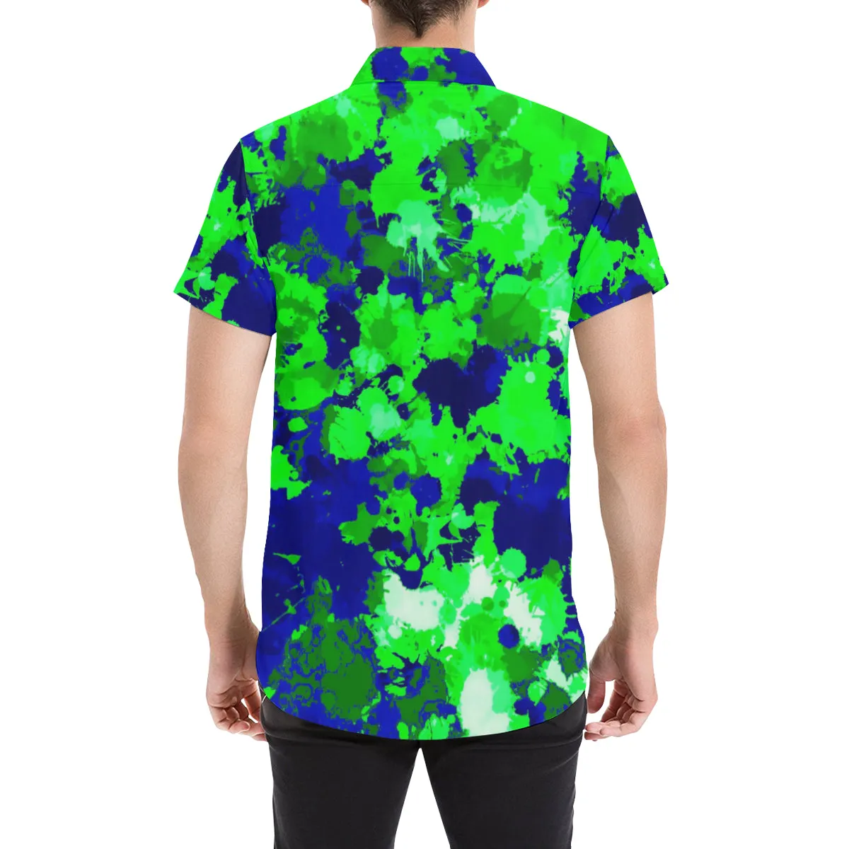 Green Blue Paint Splatter Shirt