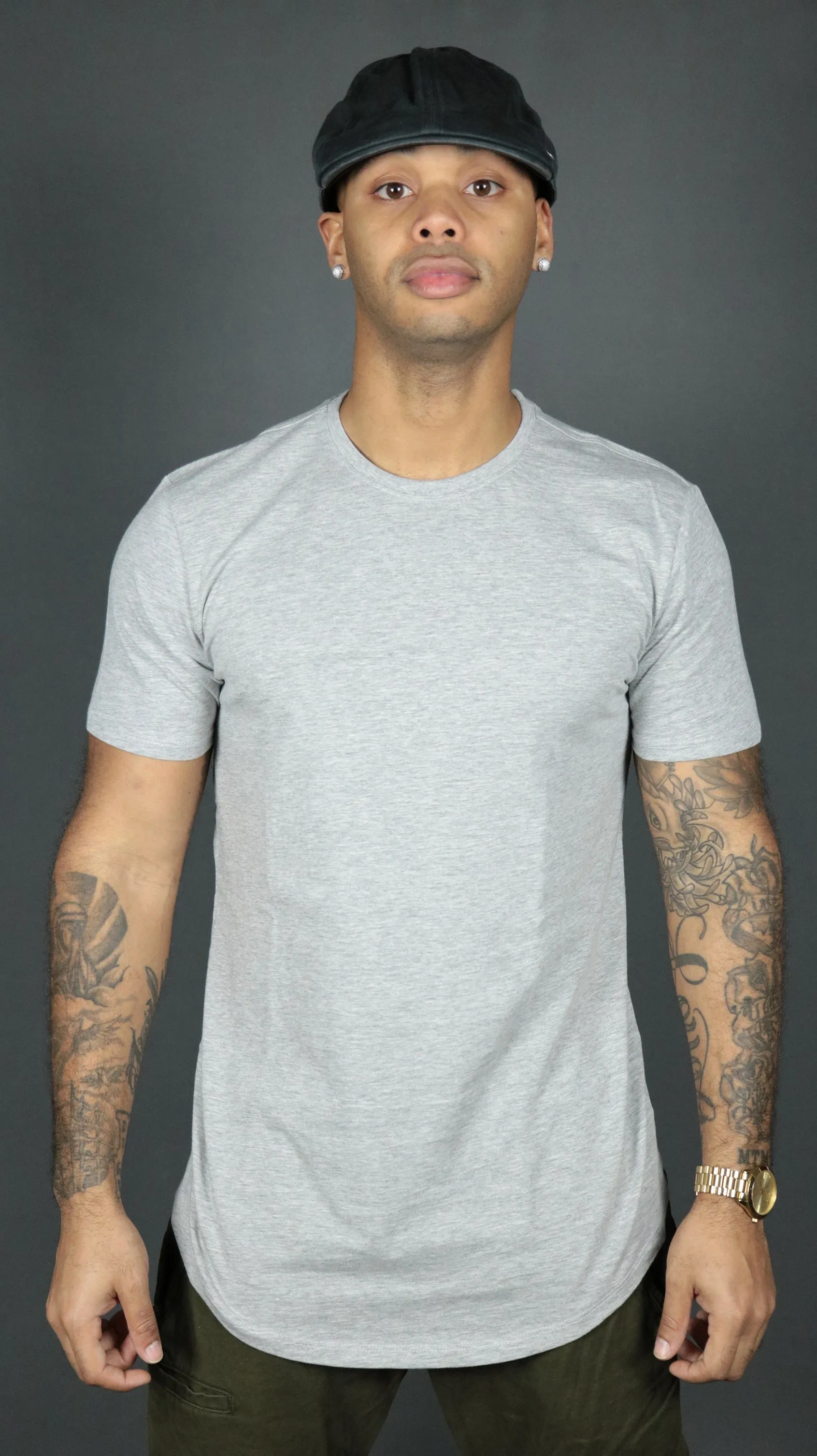 Grey Longline T-Shirt - Gray Drop Cut Men's Tee | Jordan Craig