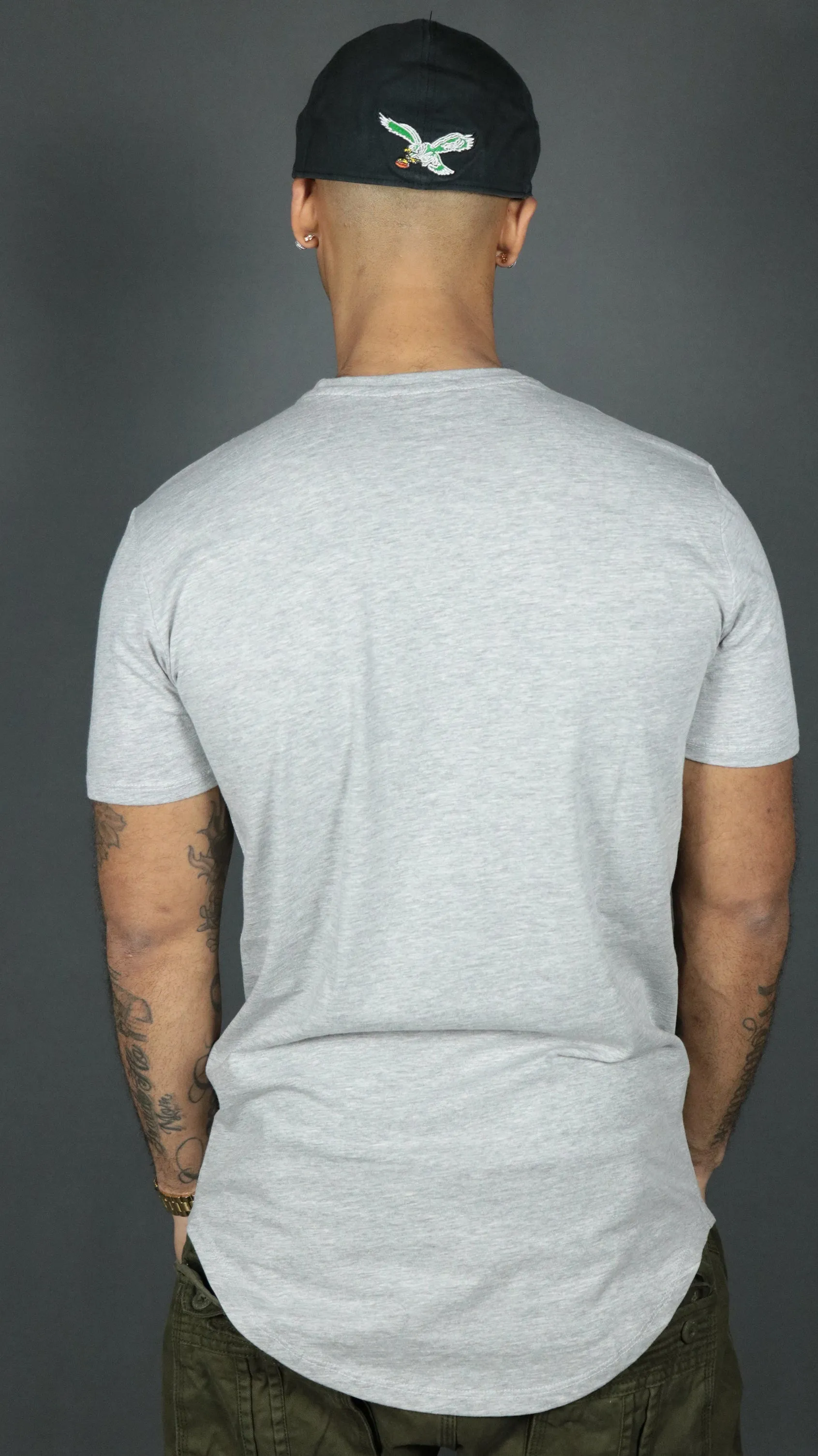 Grey Longline T-Shirt - Gray Drop Cut Men's Tee | Jordan Craig