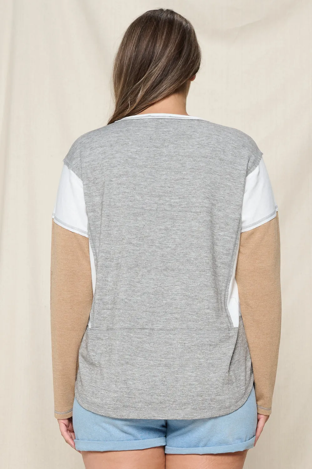 Grey Standing Still Knit Top