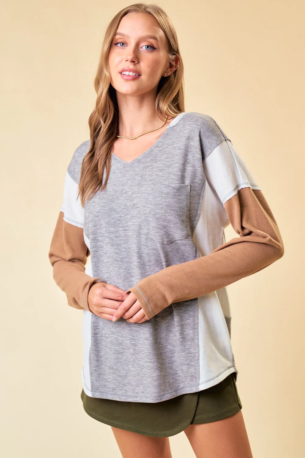 Grey Standing Still Knit Top