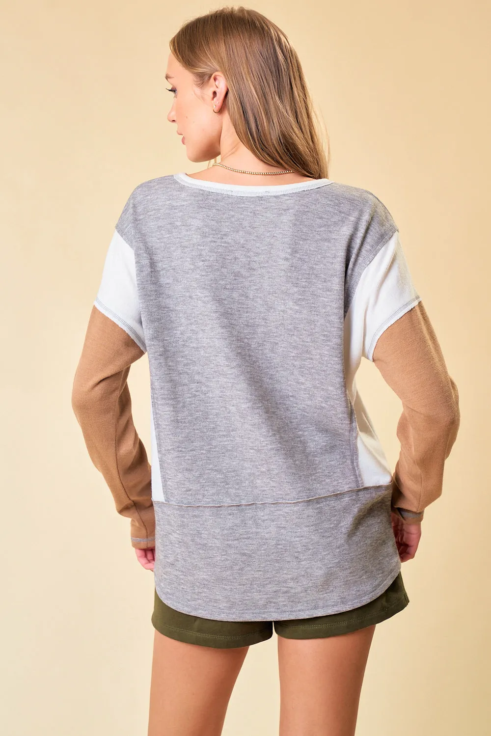 Grey Standing Still Knit Top