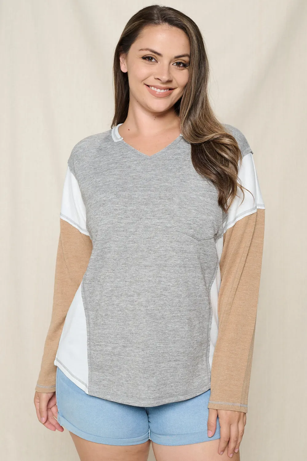 Grey Standing Still Knit Top