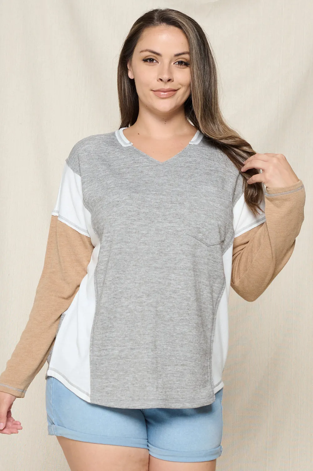 Grey Standing Still Knit Top