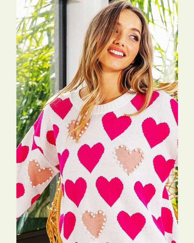 Heart Pearls Sweater