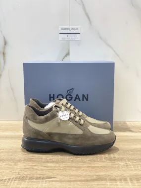 hogan interactive suede miele luxury sneakers men size 43.5