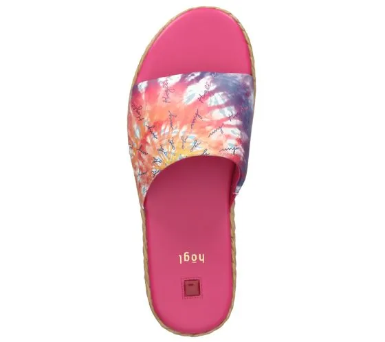 Högl women's beach mules with batik print summer shoes 3-10 0738 4499 pink/multi-colored