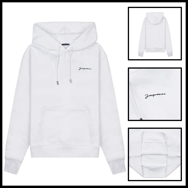 JACQUEMUS | Long Sleeve Plain Cotton Logo Hoodies | Unisex | Street Style