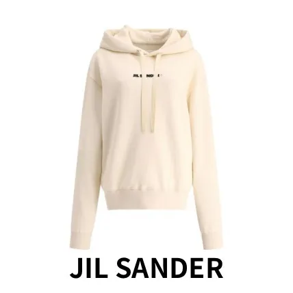 Jil Sander long sleeve plain cotton logo hoodies and sweatshirts