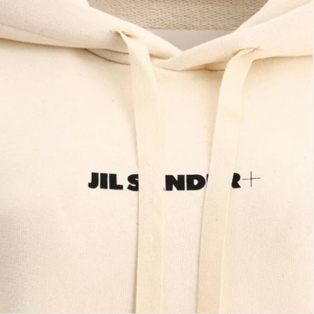 Jil Sander long sleeve plain cotton logo hoodies and sweatshirts