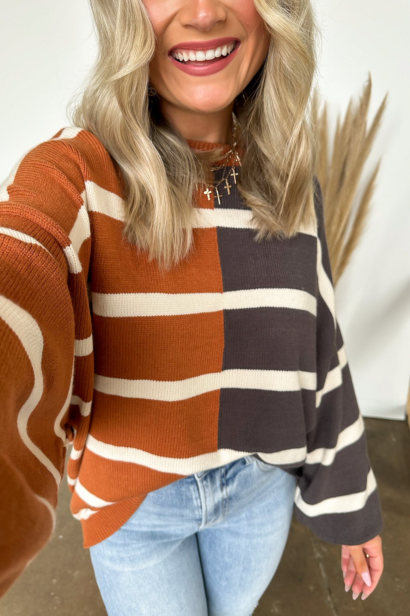 Keegan Striped Bubble Sleeve Sweater - Clearance