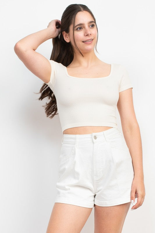 Knitted Square Neck Crop Top