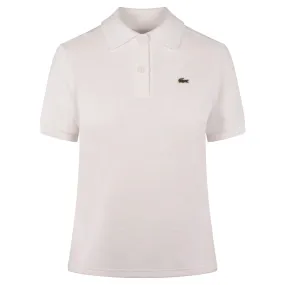 Lacoste Slim Fit White Terry Towelling Polo Shirt for Women