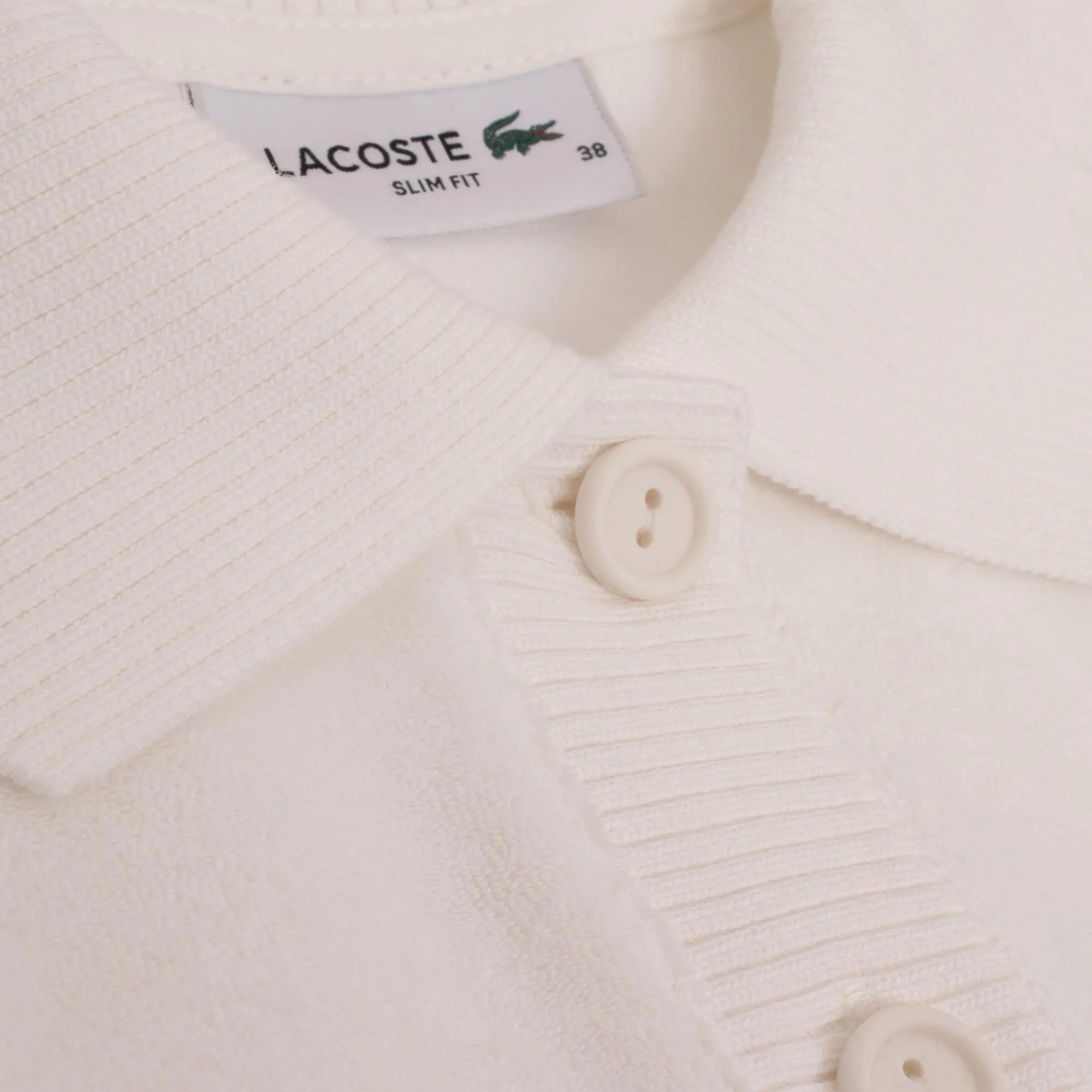 Lacoste Slim Fit White Terry Towelling Polo Shirt for Women