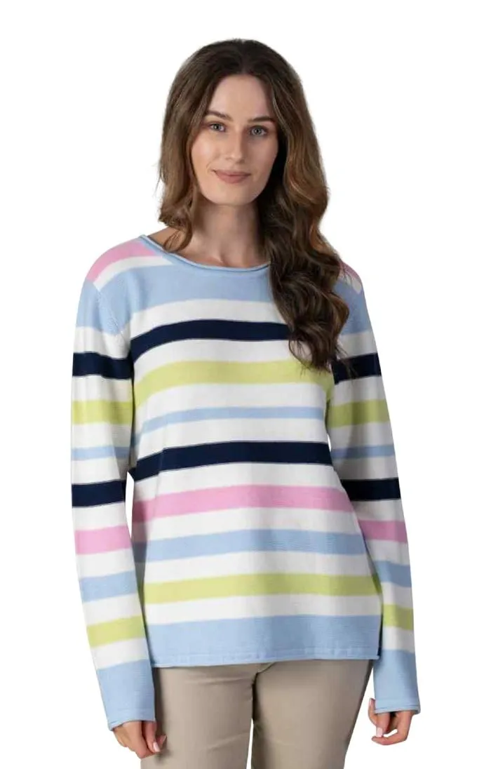 Ladies Striped Rolled Neck Sweater