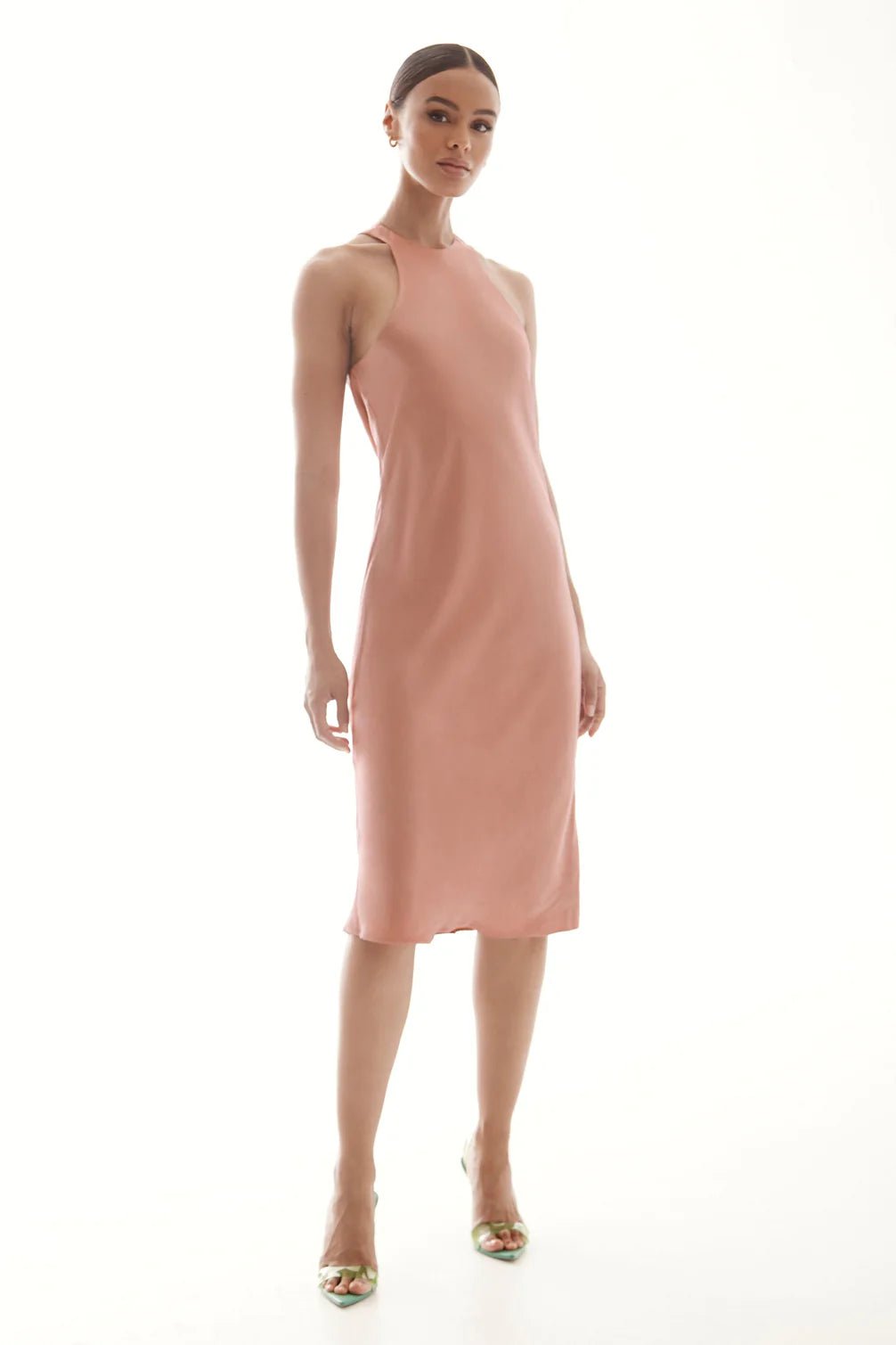 Lanston Bias Halter Tank Dress, Clay