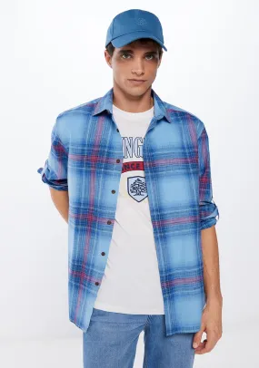 Light blue lightweight check shirt