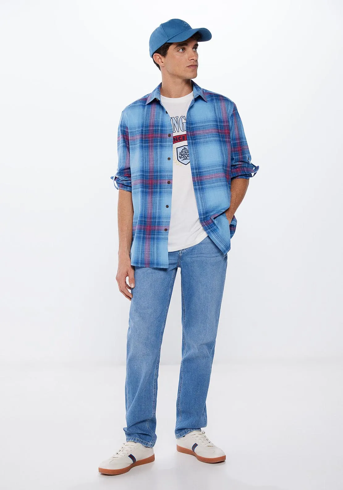 Light blue lightweight check shirt