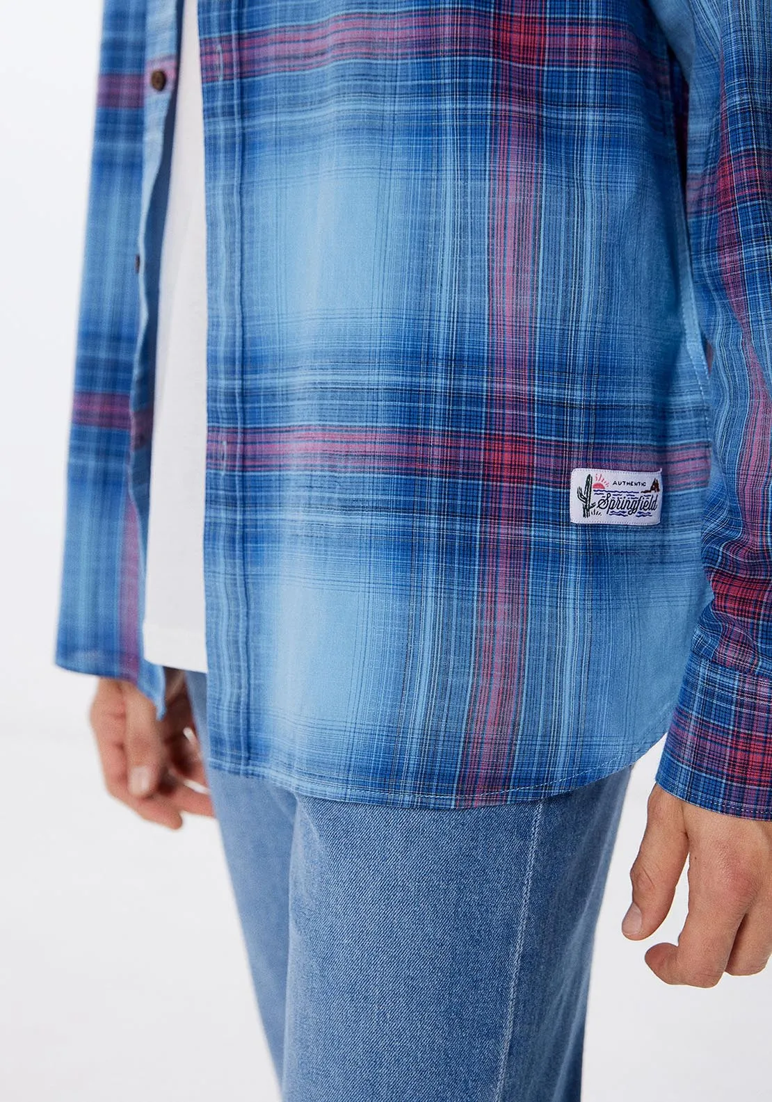 Light blue lightweight check shirt