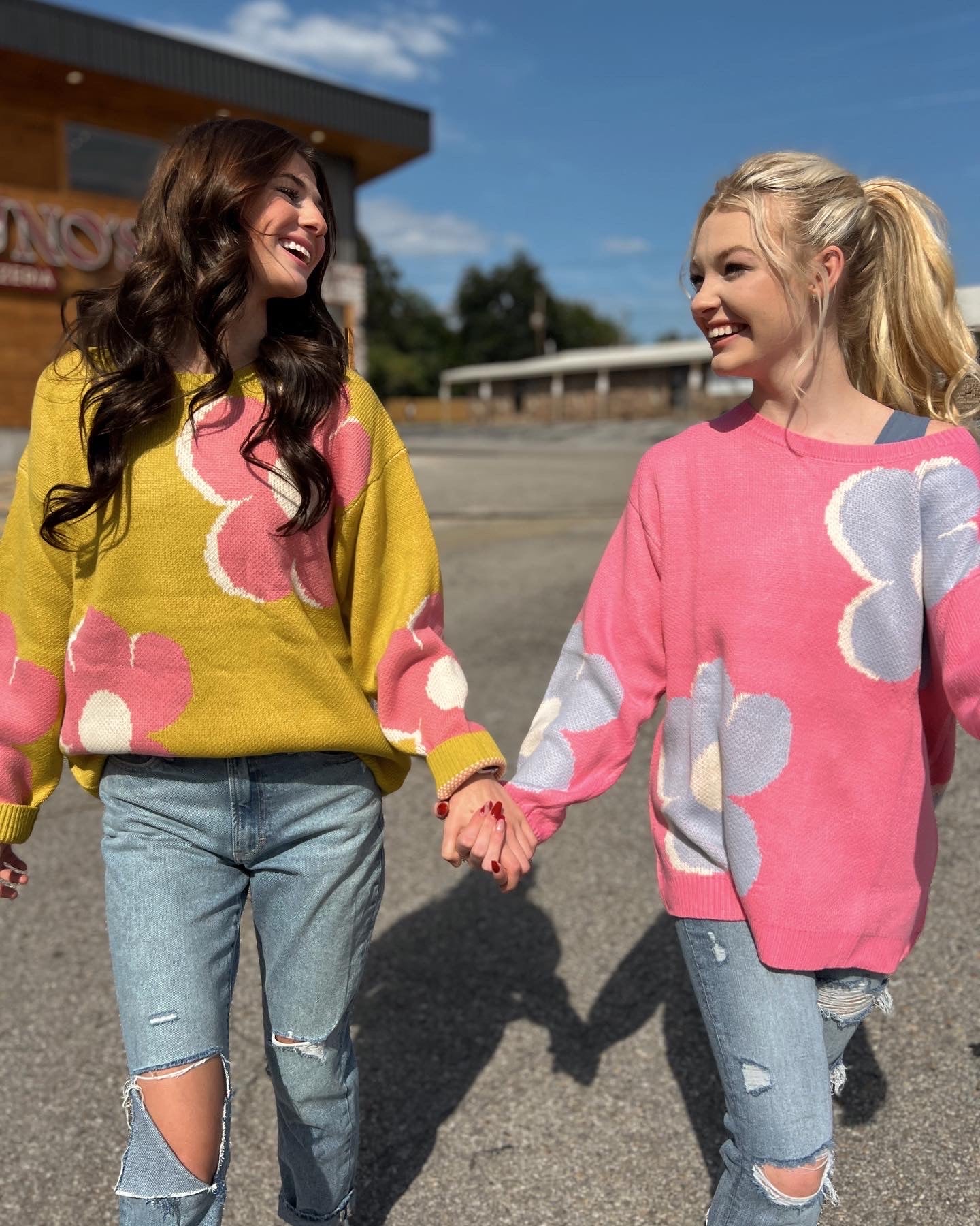 Lime Green Flower Power Sweater