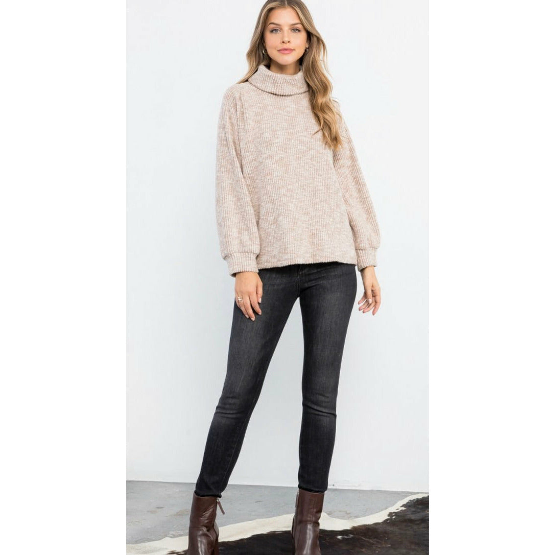 Lola Cream Turtle Neck Sweater - THML - SALE