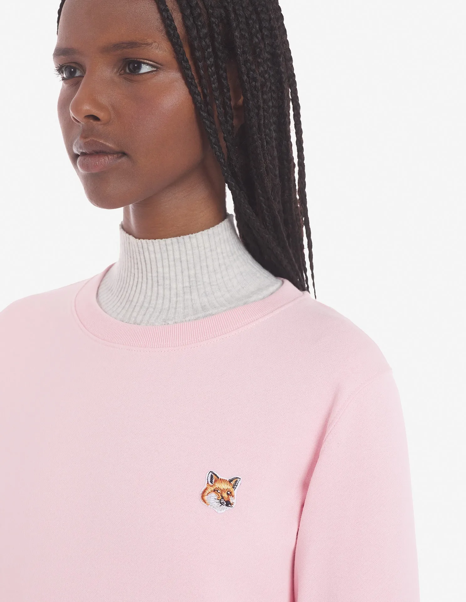 Maison Kitsune Crew Neck Long Sleeves Plain Cotton Logo - Best Price