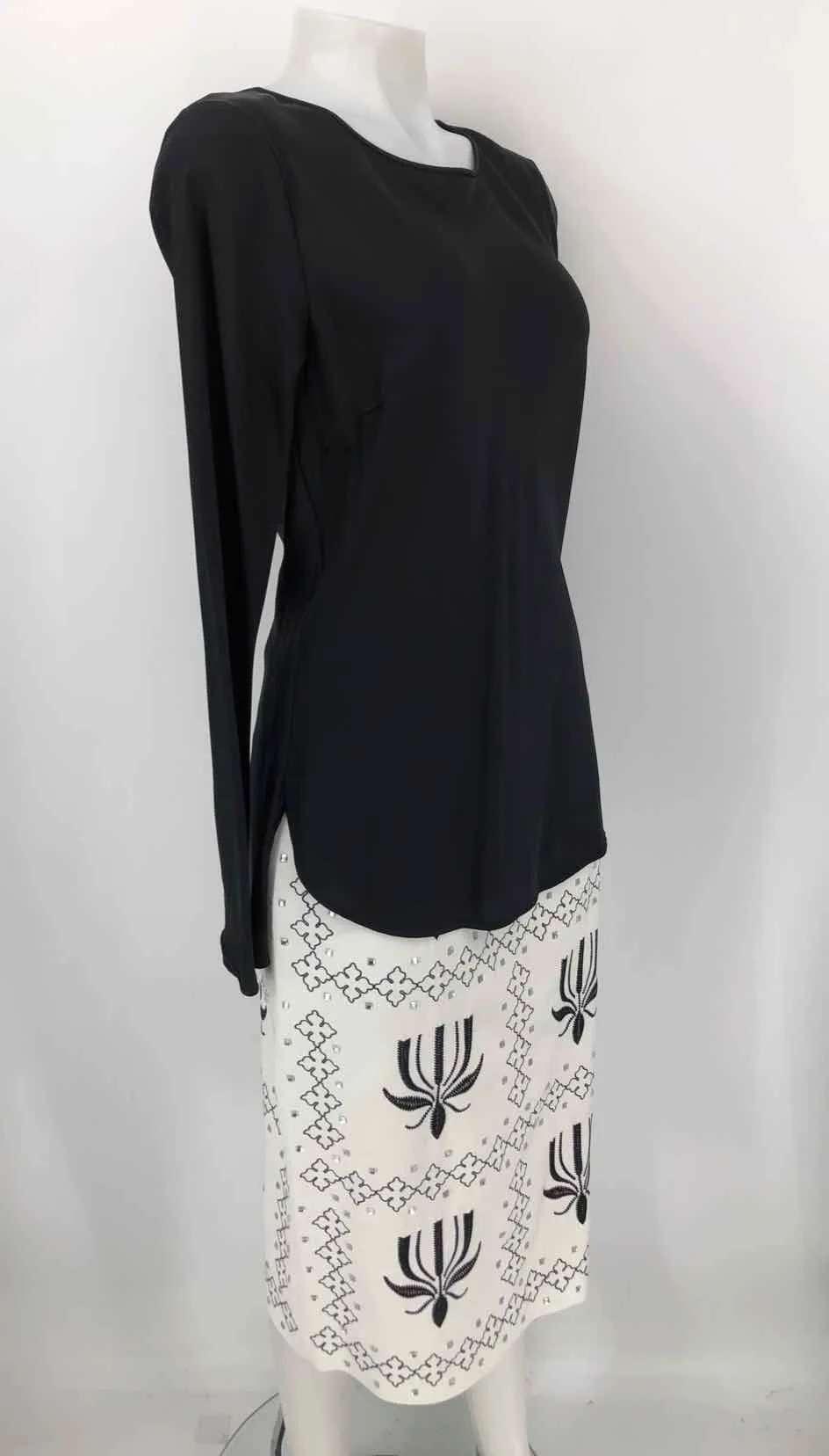 MALENE BIRGER White Black Silk Embroidered Skirt Jacket 3PC Set