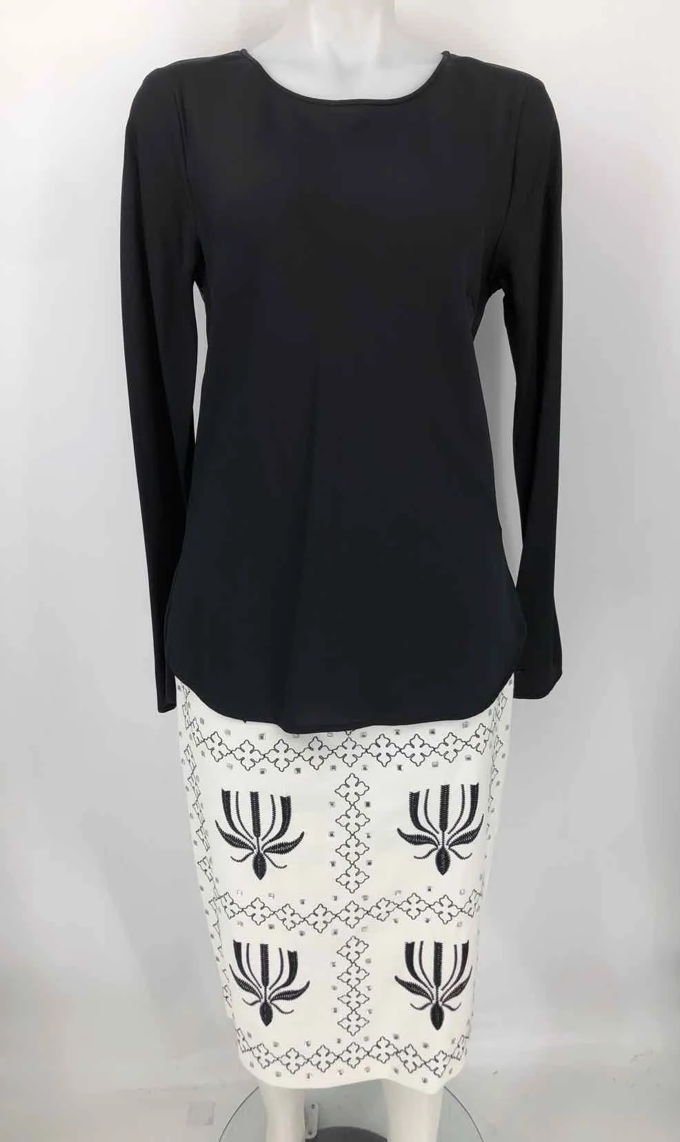 MALENE BIRGER White Black Silk Embroidered Skirt Jacket 3PC Set