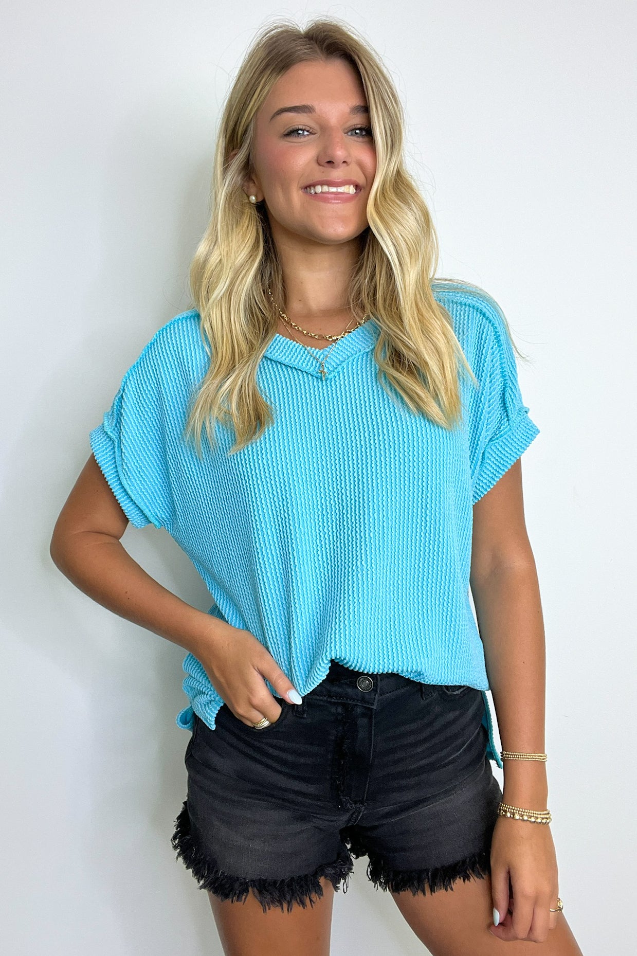 Maribeth Rib Knit Short Sleeve Top - Available now