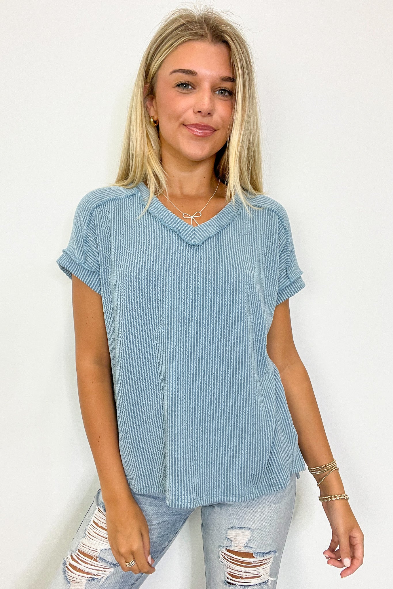 Maribeth Rib Knit Short Sleeve Top - Available now