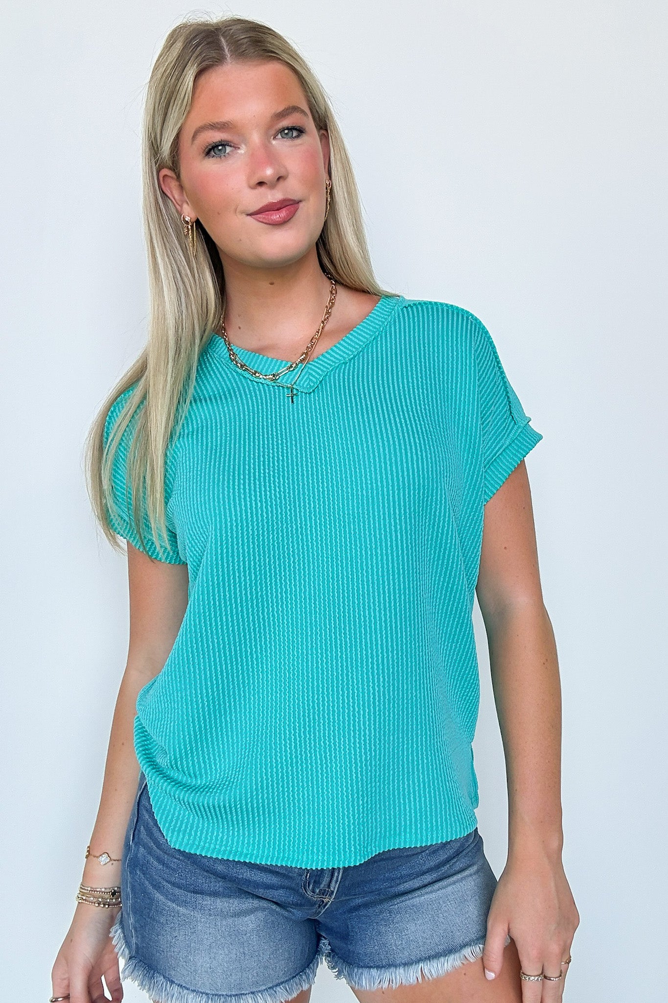 Maribeth Rib Knit Short Sleeve Top - Available now