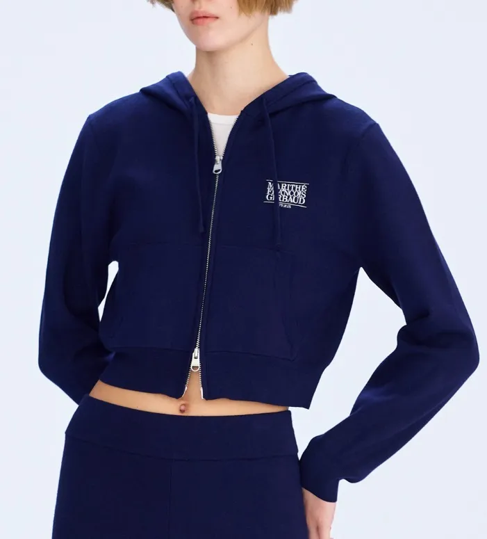 Marithe and Francois Girbaud | Marithe Classic Logo Crop Knit Hoodie Zip-Up